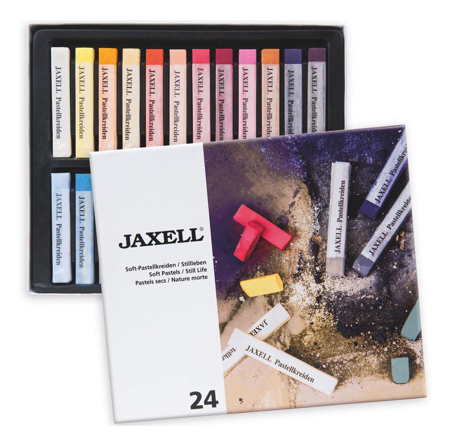 Honsell 47650 Jaxell Pastel Chalk, Square Shape, for Flat and Precise Working, Rich Non-fading Colours, Ideal for Artists, Amateur Painters, Children, Schools