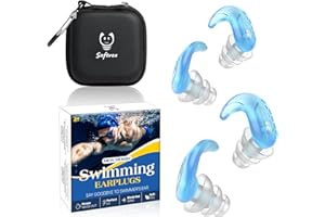 SOFTVOX Ear Plugs for Swimming, Swimmers Earplugs for Adults Teens- Block Water Out, Ultra Soft, Custom Fit, Water Protection Reusable Plugs for Sailing Surfing Parasailing Diving Shower, Blue+White