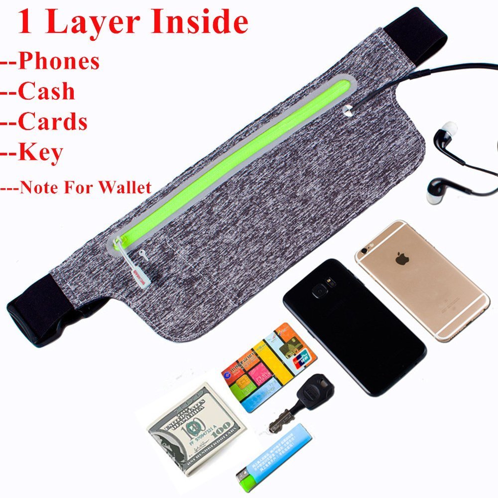 LENPOW Best Running Belt, Ultra Light Bounce Free Waist Pouch Workout Sport Pack Exercise Bag Top Fitness Zipper Pocket for iPhone X 8 7 6 Plus Samsung in Gym Marathon Cycling hiking climbing Sports
