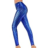 Alaroo Halloween Shiny Fish Scale Mermaid Leggings for Women Pants S-4XL