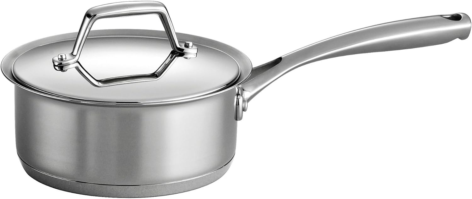 Tramontina 80101/023DS Gourmet Prima Stainless Steel, Induction-Ready, Impact Bonded, Tri-Ply Base Covered Sauce Pan, 1.5 Quart, Made in Brazil