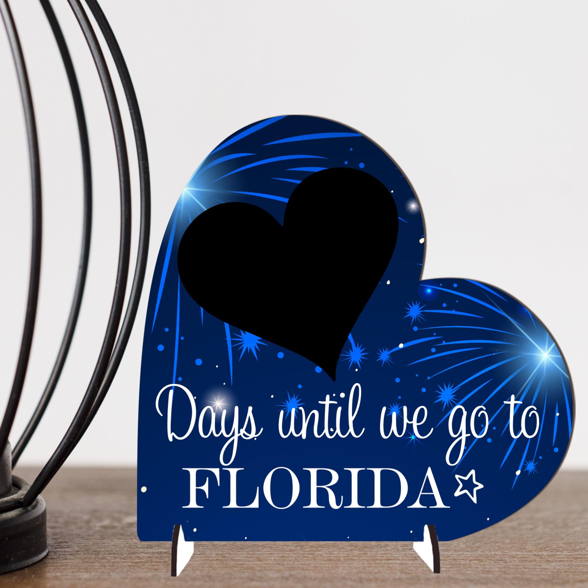 Days Until Florida: Girls Children's Gift, Holiday Countdown Chalkboard Plaque - Modern Rustic Design, Family Vacation Countdown (Medium 13.5cm x 13.3cm, Without Pen)