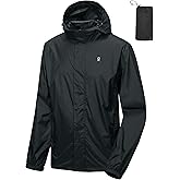Little Donkey Andy Men's Packable Rain Jacket Windbreaker Waterproof Lightweight Rain Coat with Hood for Golf Cycling Hiking