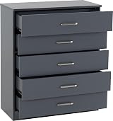 Seconique Dakota 5 Drawer Chest in Dark Grey view 3