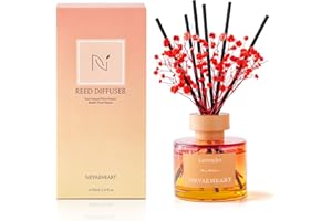 NEVAEHEART Preserved Real Flower Reed Diffuser, Lavender/Red/Reed Diffuser Set, Oil Diffuser & Reed Diffuser Sticks, Home Decor & Office Decor, Fragrance and Gifts