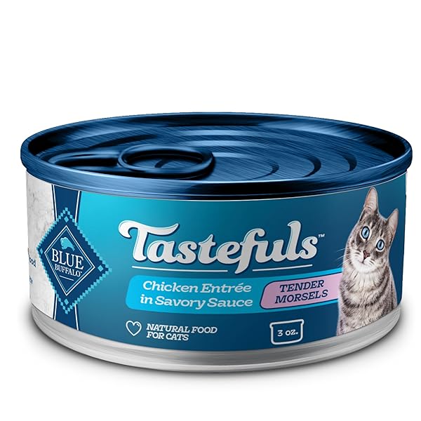 BLUE BUFFALO TASTEFULS NATURAL TENDER MORSELS WET CAT FOOD, CHICKEN ENTRÉE 3-OZ CANS (PACK OF 24)