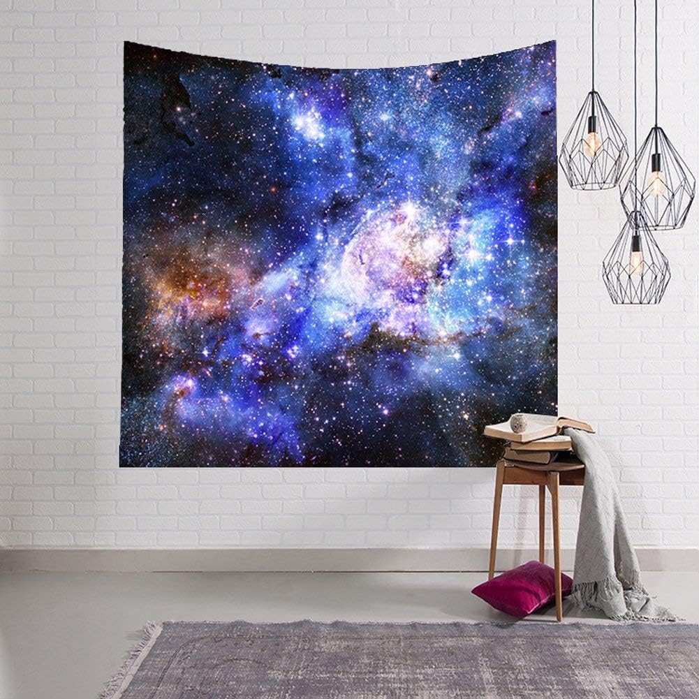 QuanCheng Nebula Tapestry Colorful Universe Galaxy and Stars Space Decor Tapestry, Bedroom Living Room Dorm Wall Hanging Tapestry Mattress, Tablecloth (Blue, 78Wx59L)