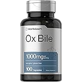 Horbäach Ox Bile Supplement | 1000mg | 100 Capsules | Digestive Enzymes Supplement | Non-GMO & Gluten Free