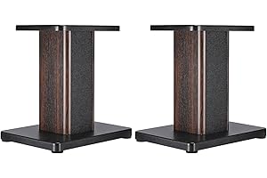 MECCANIXITY Wood Grain Speaker Stands 1 Pair 11.8 Inch (30cm) Universal Small Speaker Stand Hollowed Stands Enhanced Audio Li