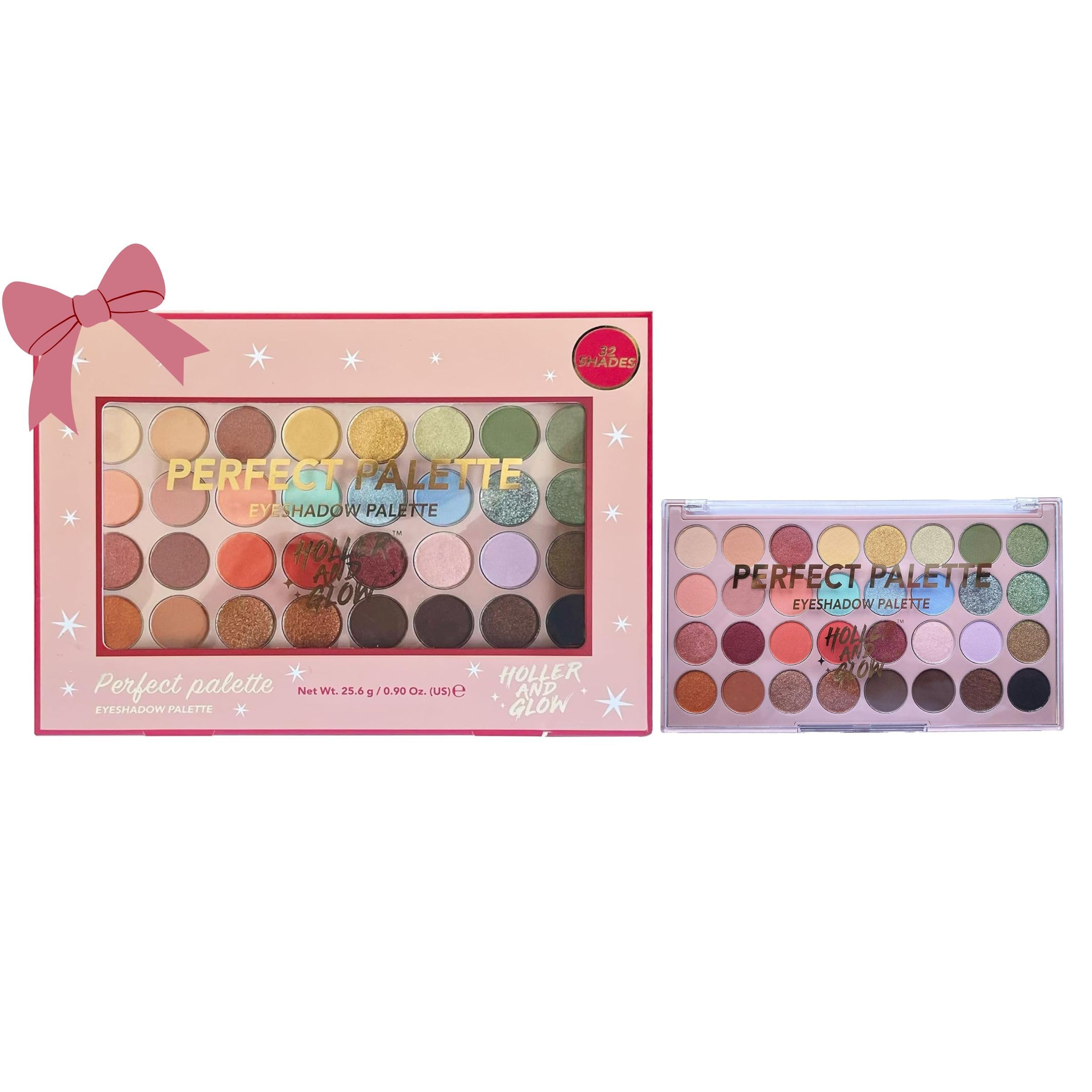 Holler And Glow Perfect Palette, Eyeshadow, Limited Edition, Ultra Pigmented, Multicolour Eye Makeup, Ultra Fine Smooth Powder, Shimmer & Glitter, Matte & Muted, 32 Shades, 1 Gift Set Palette