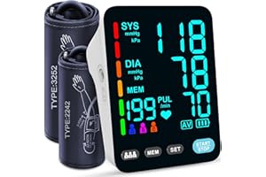 YONLO Blood Pressure Monitor, Automatic Upper Arm Blood Pressure Monitors for Home Use, 2 Blood Pressure Machine Cuff(9-17in & 13-21in) with Large LED Backlit Display, 3x199 Reading Memory Users White