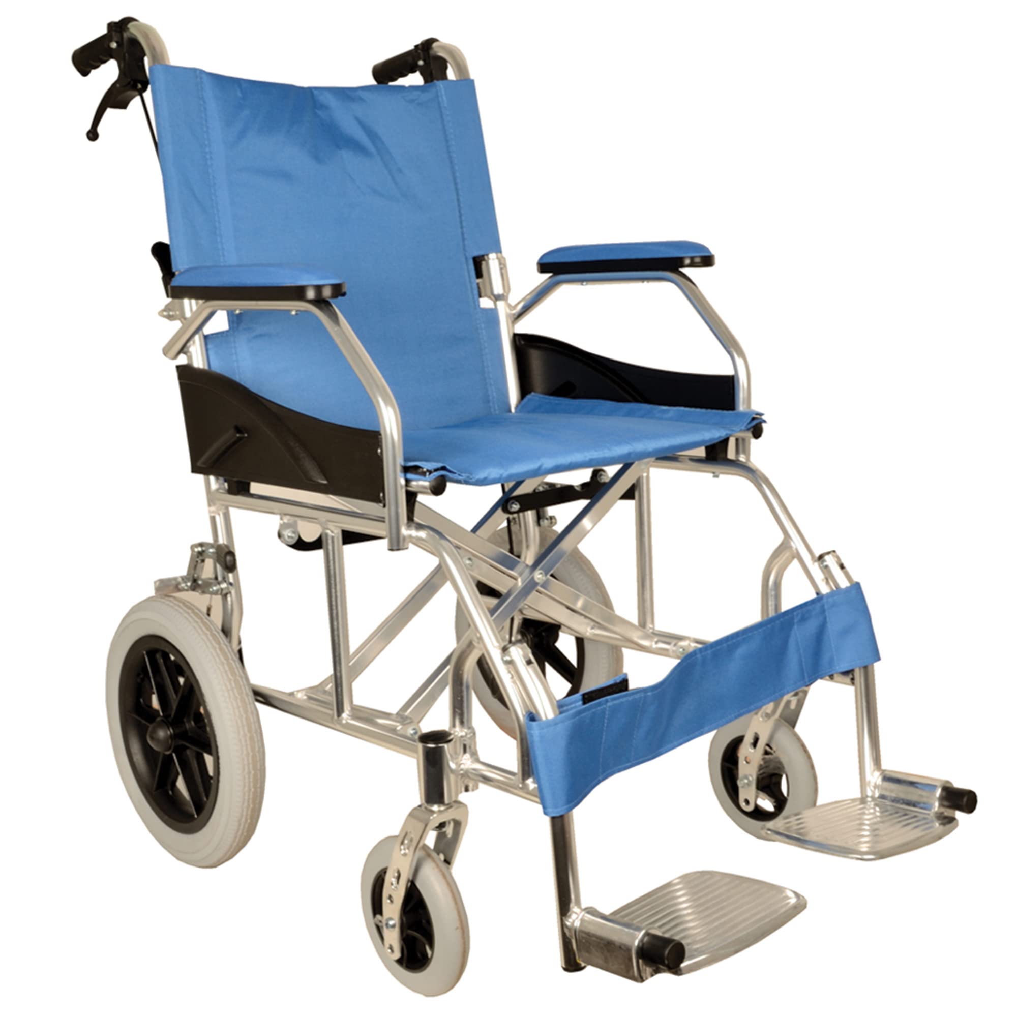 GIMA Aluminium Queen wheelchair, light blue seat 46 cm, ultra light wheelchair, only 9,5 kg