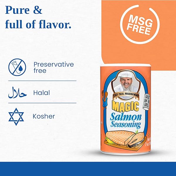 CHEF PAUL MAGIC SEASONINGS BLENDS SALMON MAGIC | SALMON SEASONING WITH HERBS & SPICES | SEAFOOD SEASONING FOR COOKING | KOSHER & HALAL CERTIFIED | 7 OZ (PACK OF 2)