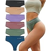 FINETOO 6 Pack High Waisted Thongs for Women, Nylon Spandex Panties Breathable Soft Stretchy Underwear High Rise S-XL