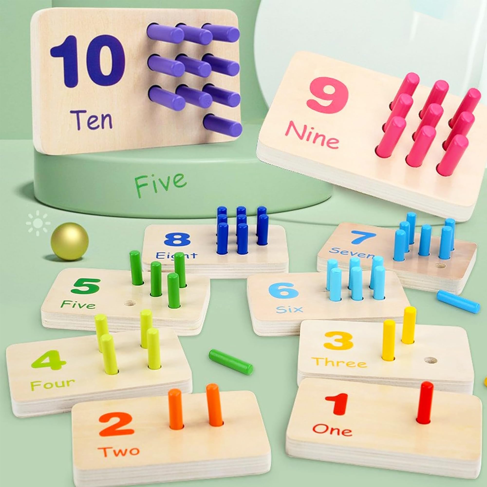 SQAQS Montessori Toys Wooden Toys, Different Numbers Correspond to, Counting Sticks Number Maths Games with Storage Box, Learning Educational Toys for 3-6 Children Gifts