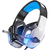 BENGOO V-4 Gaming Headset for Xbox One, PS4, PC, Controller, Noise Cancelling Over Ear Headphones with Mic, LED Light Bass Su