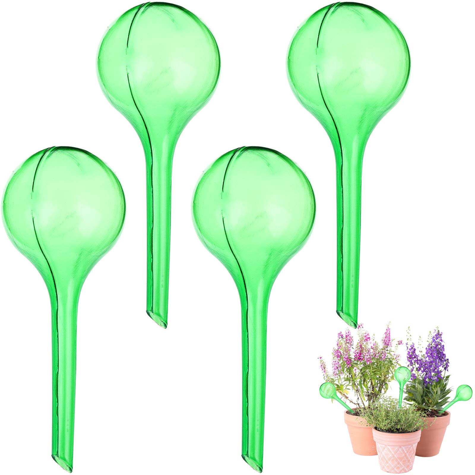 LOCOLO 4-Count Large Watering Globes, 10.4 x 3.1 Inch Plant Watering Globes Automatic Imitation Glass Watering Bulbs Houseplant Plant Pot Bulbs, PVC Self Watering Irrigation Drippers for Garden