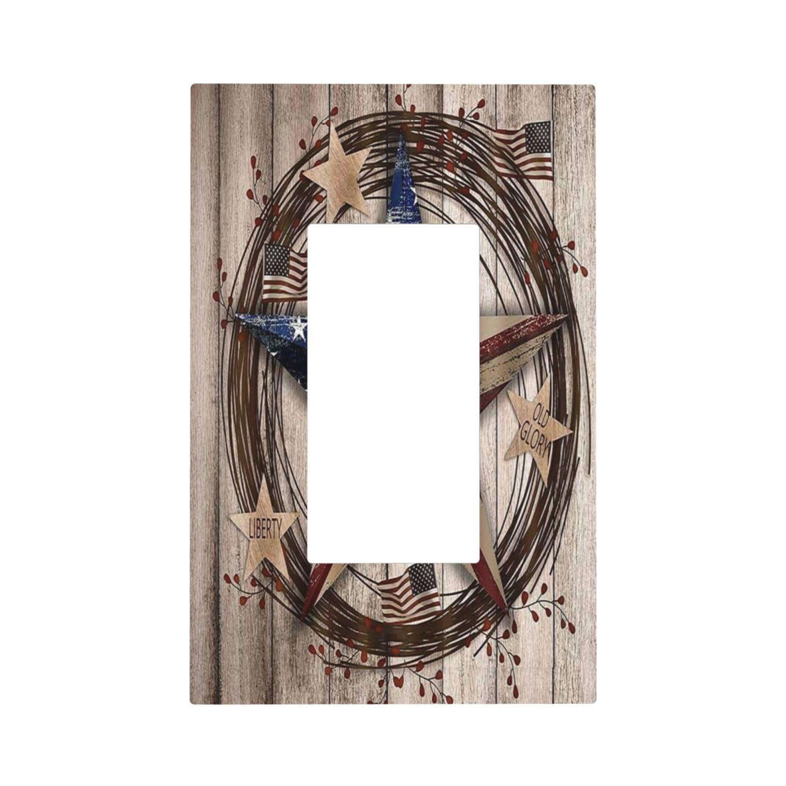 Outlet Covers Rustic Western American Flag Barn