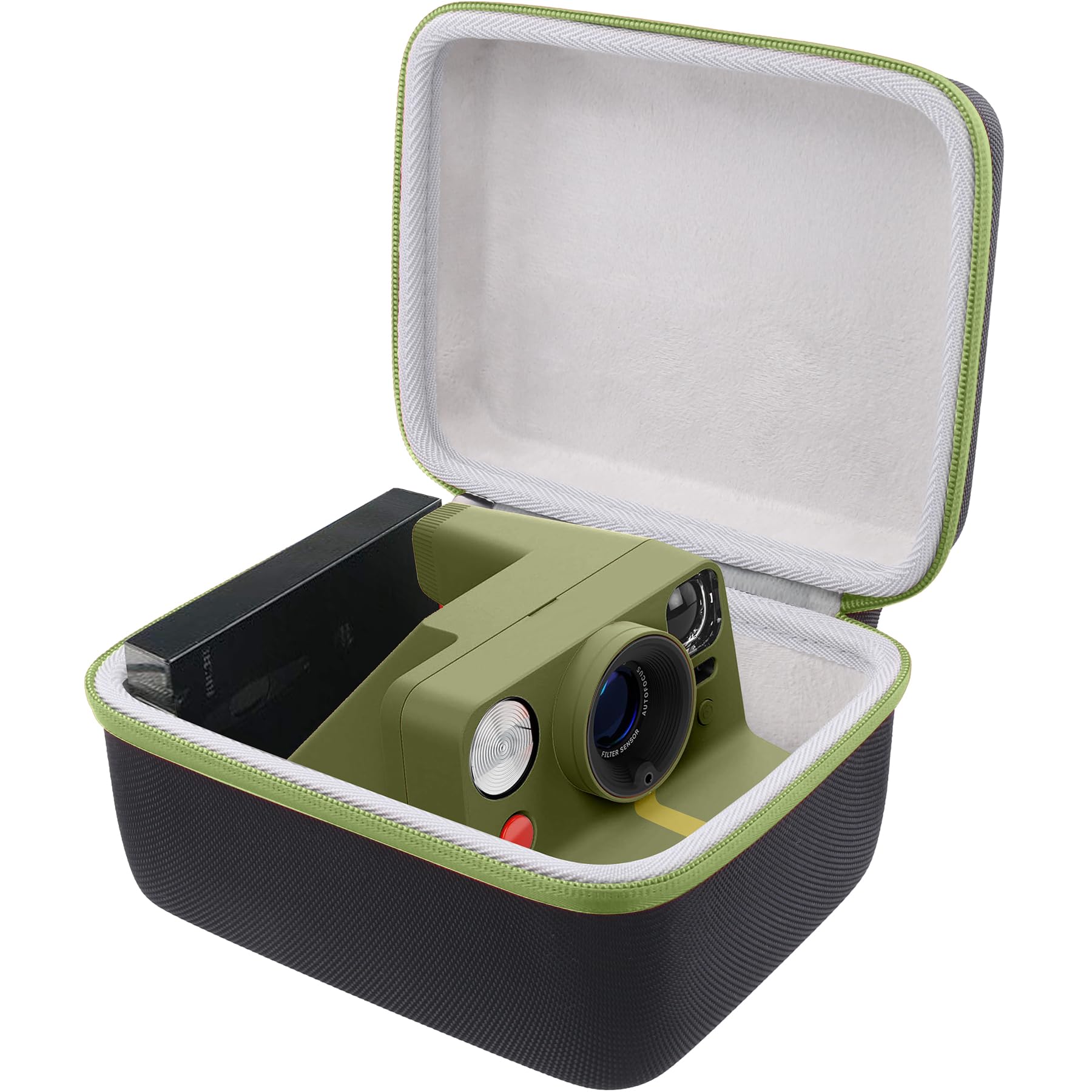 Khanka for Polaroid Now Gen 3, Now+ Gen 3, Now Gen 2, Now+ Gen 2, Now, Now+, I-2, Flip, OneStep+ and OneStep 2 Instant Cameras Hard Case,Protective Travel Carrying Storage Bag,Case Only(Green Zipper)