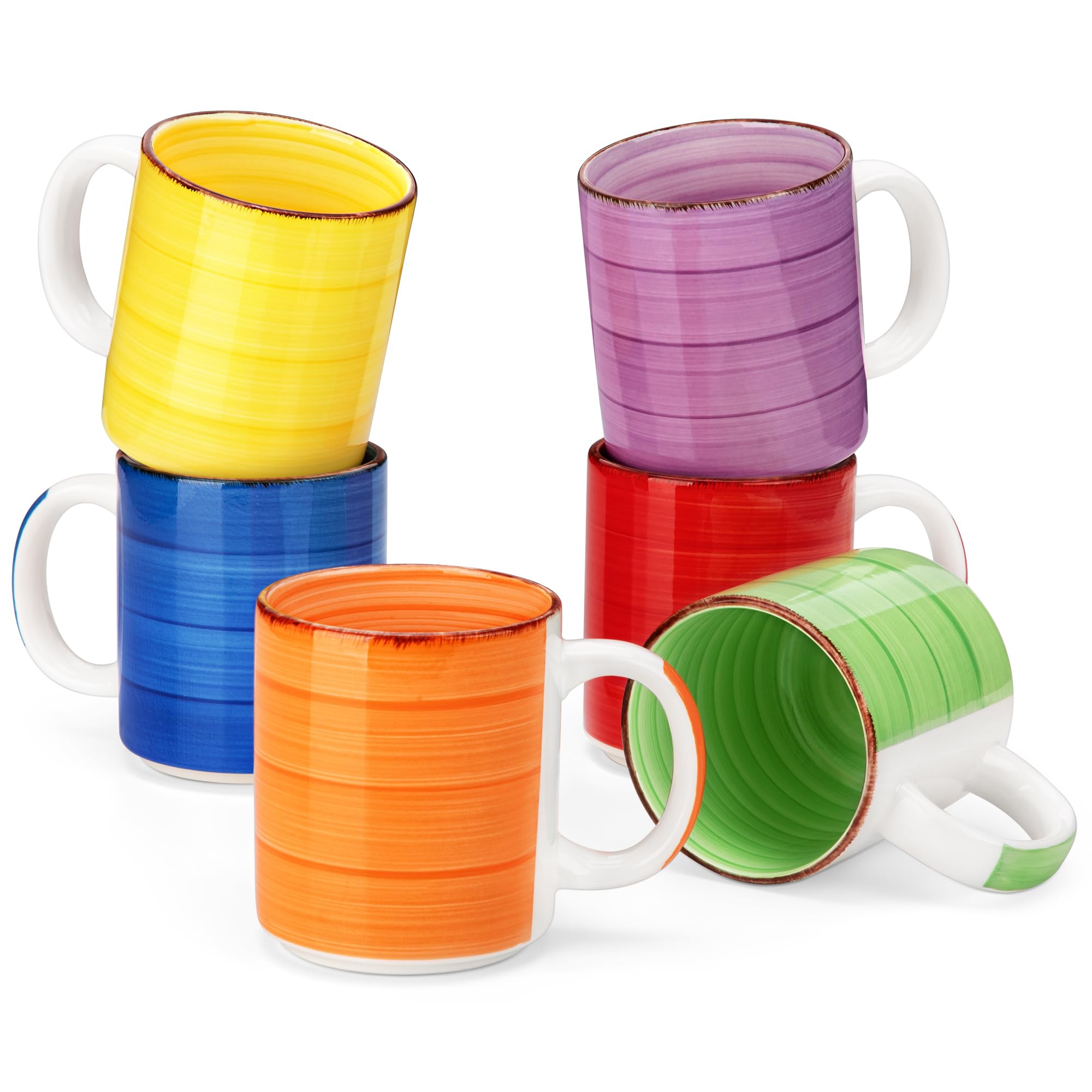 Photo 1 of vancasso Bonita Ceramic Coffee Mug Set of 6,16 Oz Coffee Cups with Large Handle for Tea,Latte,Cappuccino,Milk,Cocoa,Dishwasher&Microwave Safe(Color)