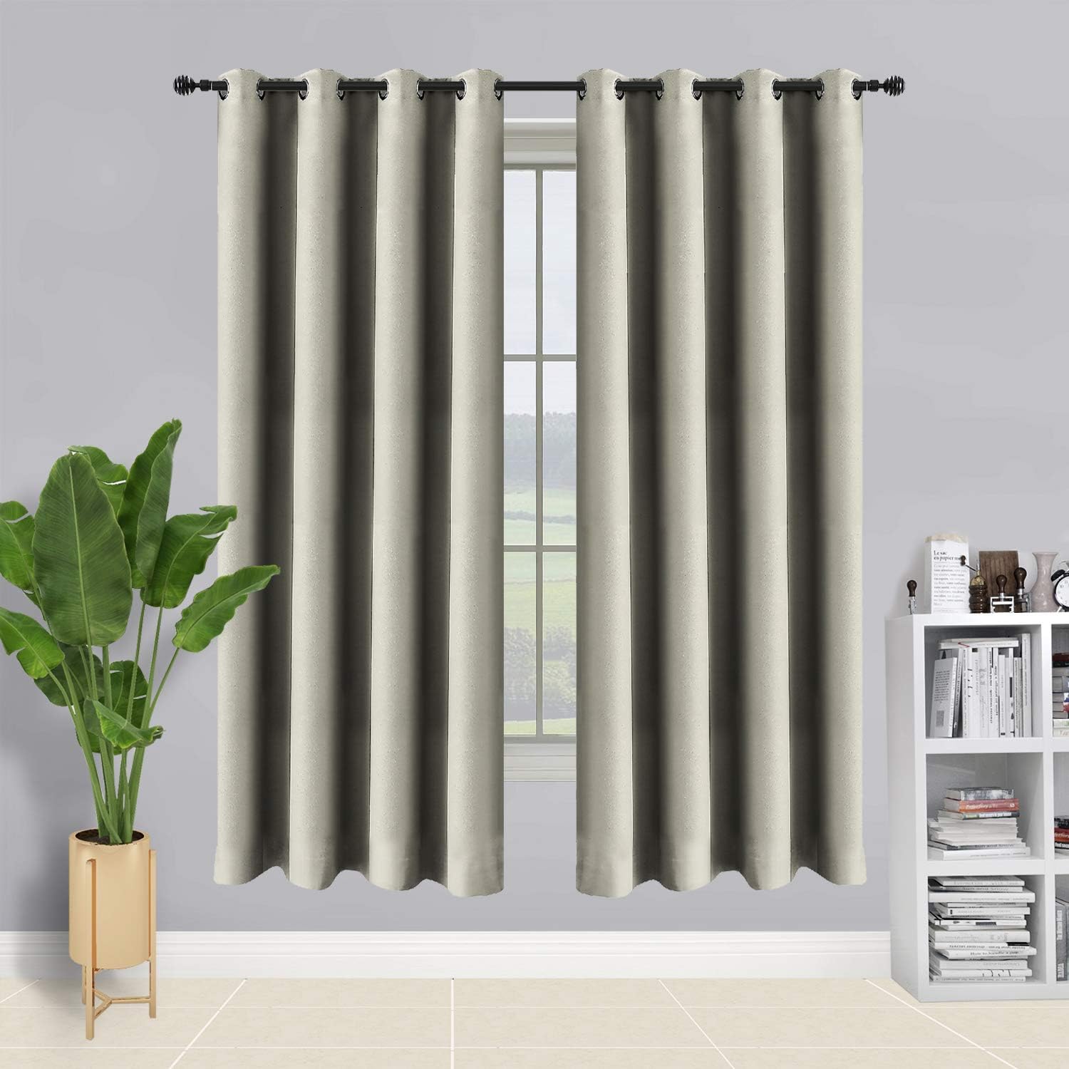 ALLJOY Solid Thick 100 Blackout Curtain for Kitchen, 2