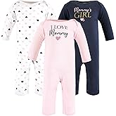 Hudson Baby Unisex Baby Cotton Coveralls, Girl-Mommy Pink Navy, 18-24 Months