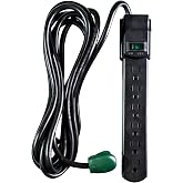 Go Green Power GG-16106MSBK Surge Protector, 6 FT, Black