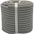 YUZENET Braided Polyester Arborist Rigging Rope (3/8 inch X 100 feet) High Strength Outdoor Rope for Rock Climbing Hiking Camping Swing, Gray