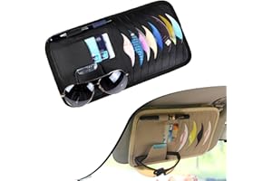 leediga 1 PC Leather Car CD Holder, Sun Visor Organizer Pocket with CD Disc Card Package Glasses Storage Universal for Cars, Sun Visor Organizer (Black)
