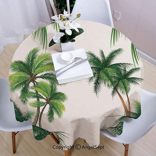 Amazon Com Angelsept Round Tablecloth Coconut Palm Tree Nature