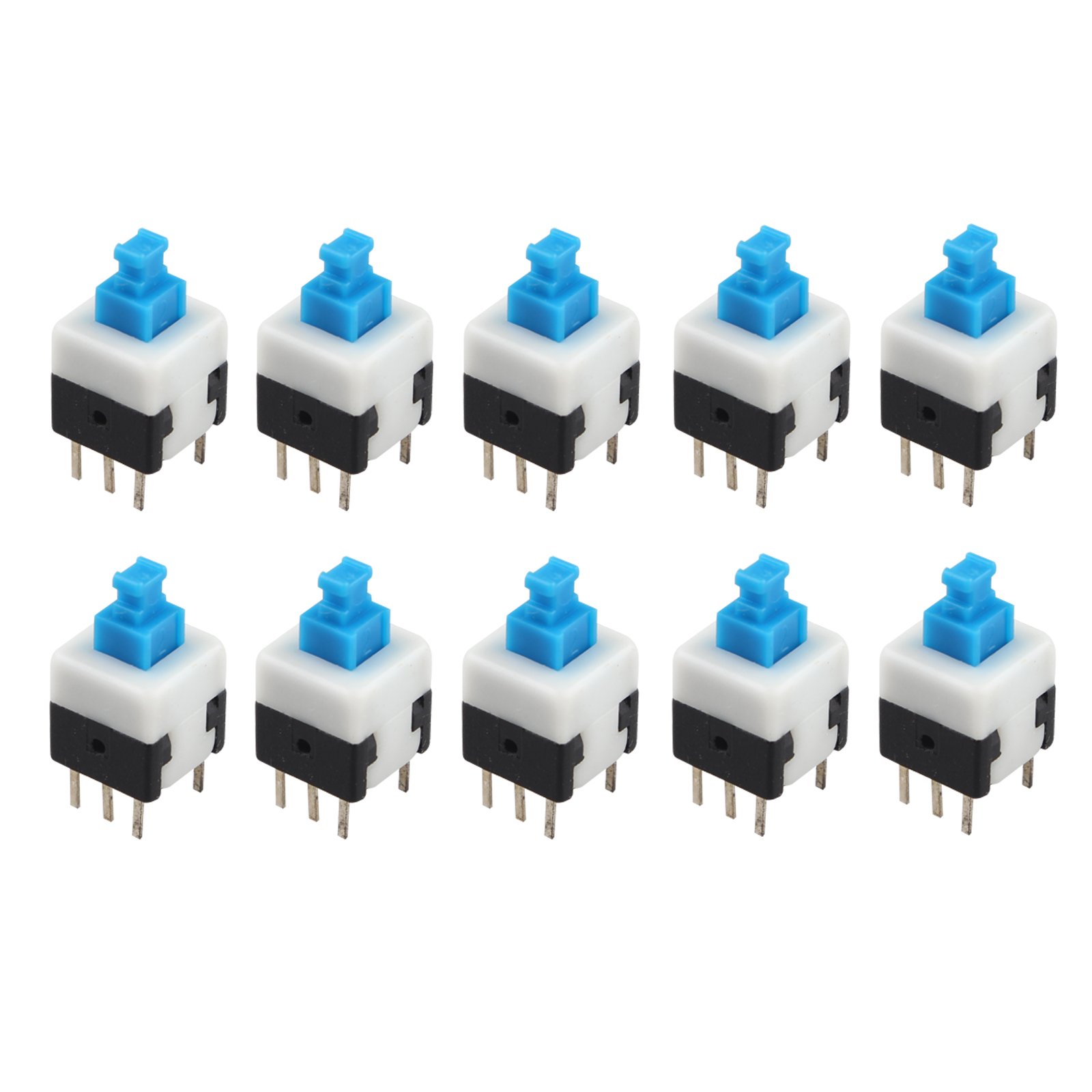 HALJIA 10pcs 6 Pin Self-locking Switch Push Button Switches DPDT 8 x 8mm