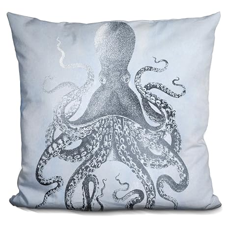 Buy Lilipi Silver Foil Octopus Ii On Blue Wash Decorative Accent