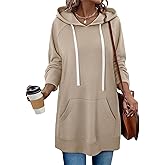 StunShow Women Oversized Sweatshirt Pullover Casual Split Hem Long Hoodie Dress with Kangaroo Pocket 2025 Fall