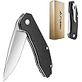 FLISSA Pocket Knife, Folding Tactical Knife with G10 Handle, D2 Blade, Liner Lock, Pocket Clip, EDC Knife for Hiking, Camping, Survival, Indoor and Outdoor Activities(Black)