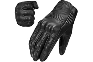 ILM Goatskin Leather Motorcycle Motorbike Powersports Racing Gloves Touchscreen for Men and Women Model DN01(L, Black Unperforated)