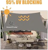 HOMPER 2x3M Sun Shade Sail Grey 95% UV Block Waterproof Canopy With Ropes view 3