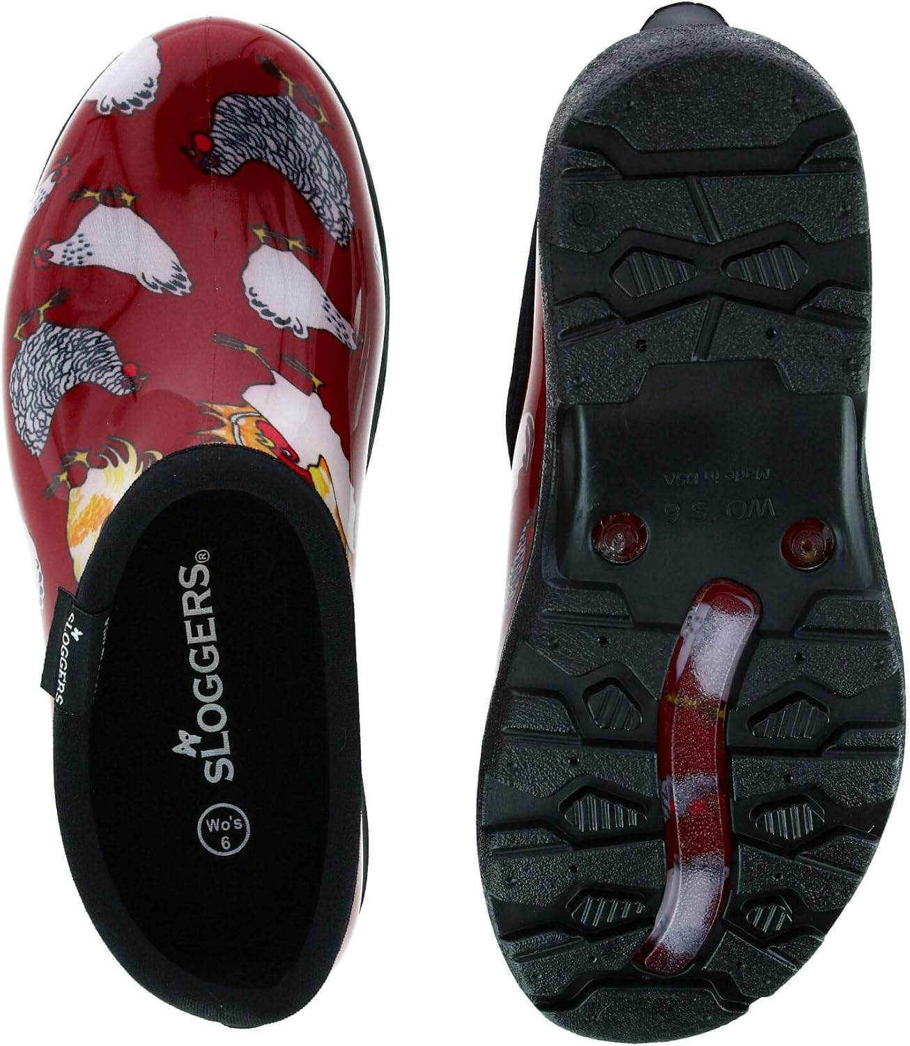 Sloggers Women's Waterproof Rain and Garden Shoe with Comfort Insole, Chickens Barn Red, Size 9, Style 5116CBR09: Garden & Outdoor