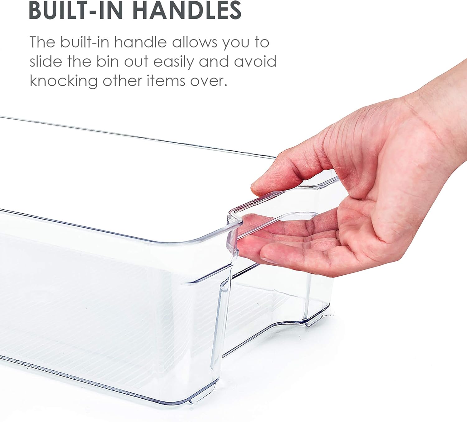 Refrigerator Organizer Bins, Vtopmart 4 Pack Large Clear Plastic Food Storage Bin with Handle for Freezer, Cabinet, Fridge, Kitchen Pantry Organization and Storage, BPA Free, 14.5" Long: Kitchen & Dining