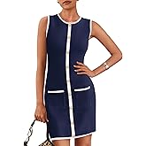 KIRUNDO Women's Work Business Casual Dress 2026 Summer Cocktail Semi Formal Office Elegant Classy Knit Color Block Dresses