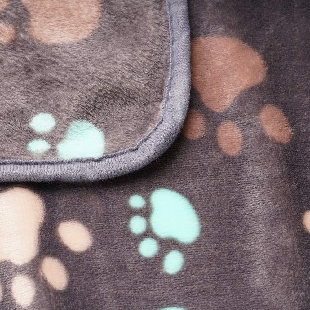 Luciphia Blankets Super Soft Fluffy Premium Fleece Pet Blanket Flannel Throw for Dog Puppy Cat Grey Paw Medium(32"x40") : Pet Supplies