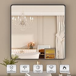 ISTRIPMF 36x36 Inch Black Bathroom Mirror,Rectangle