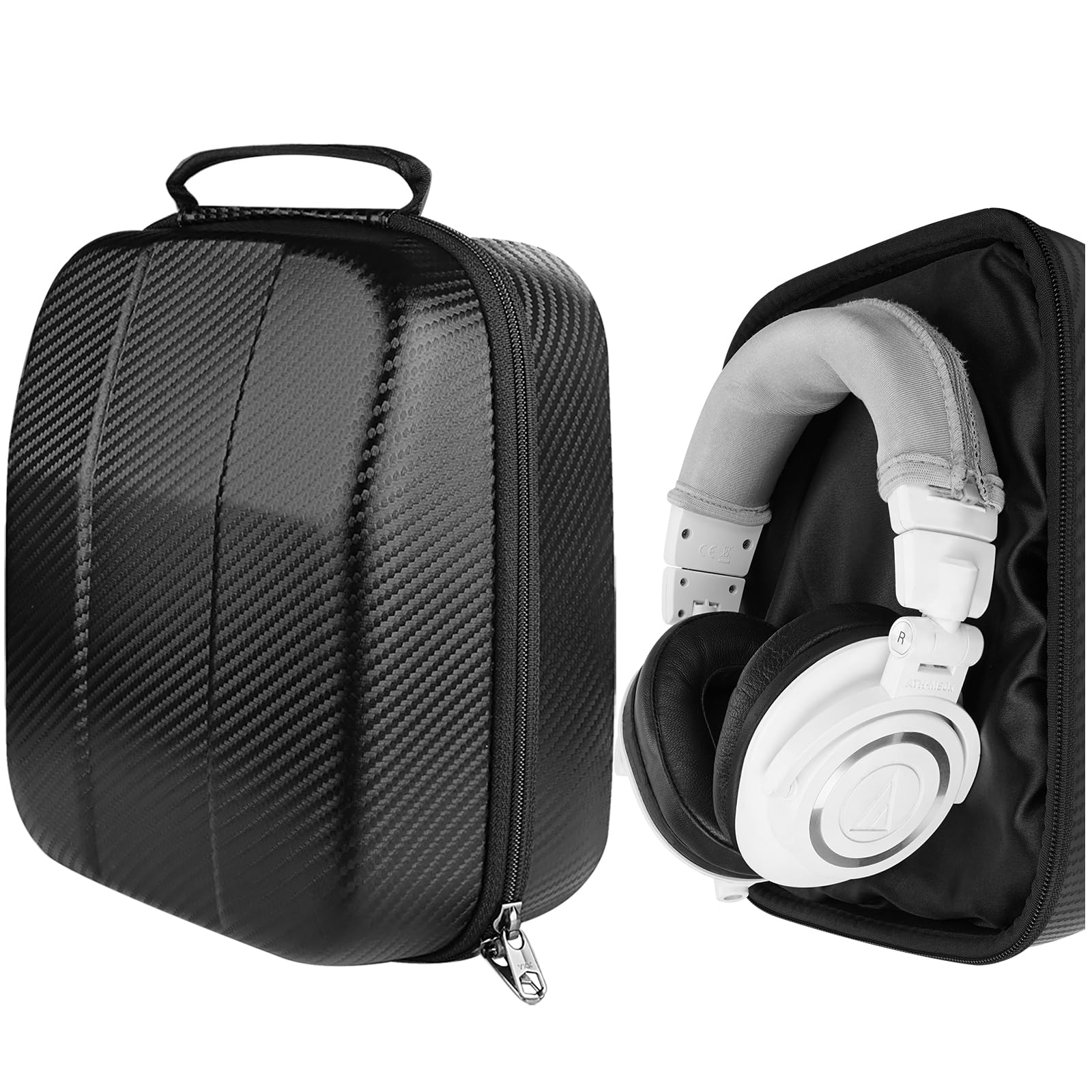 Geekria Shield Headphones Case for Over-Ear Headphones, Replacement Hard Shell Travel Carrying Bag with Cable Storage, Compatible with HiFiMAN SHANGRI-LA jr, Deva-Pro, DEVA Headsets (Black)