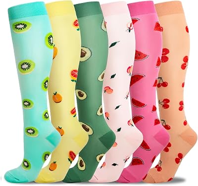LEOSTEP Compression Socks 6 Pairs Men Women Knee High Graduated Grip