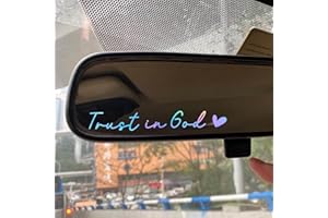 HUBBGDESIGN Christian Decal, Rear View Mirror Decal, Faith Car Mirror Sticker, Bible Verse Christian Gift, Decals For Women, Christian Car Decal, Religious Car Accessories, 2 Pack (Trust in God, Holographic)