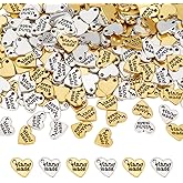 FINGERINSPIRE 240 Pcs Handmade Heart Charm Antique Silver & Gold Heart Shaped Word Message Charm Pendant Alloy Message Bead Pendants Accessory for DIY Bracelet Necklace Jewelry Making Findings