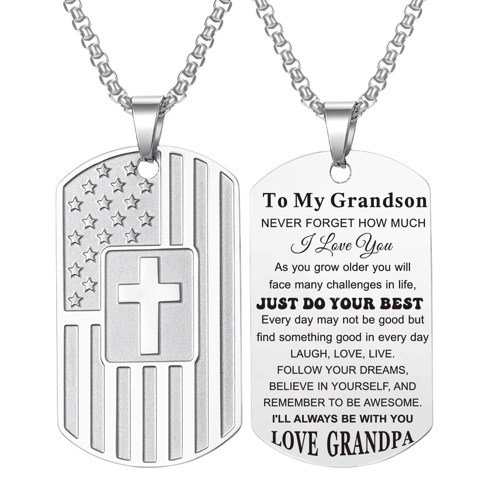 Coolvy To My Grandson Necklace from Grandpa, Dog