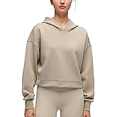 CRZ YOGA SoftAura Cropped Hoodies for Women - Long Sleeve Pullover Basic Workout Casual Hooded Sweatshirts