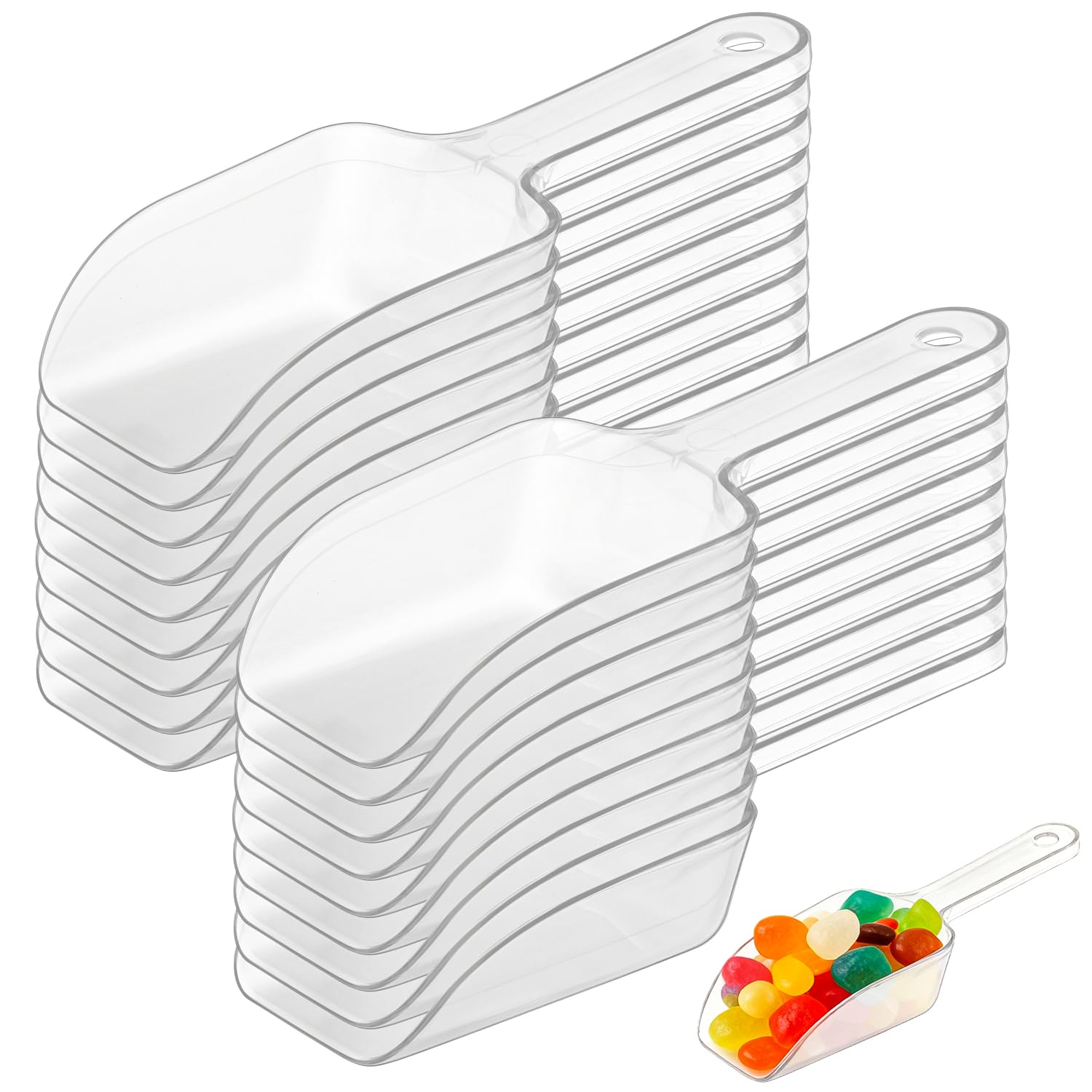 Photo 1 of 18Pcs Candy Scoops for Buffet, 6.1” Mini Plastic Ice Scoop for Dry Goods, Protein Powder, Coffee, Tea, Kitchen (Clear)