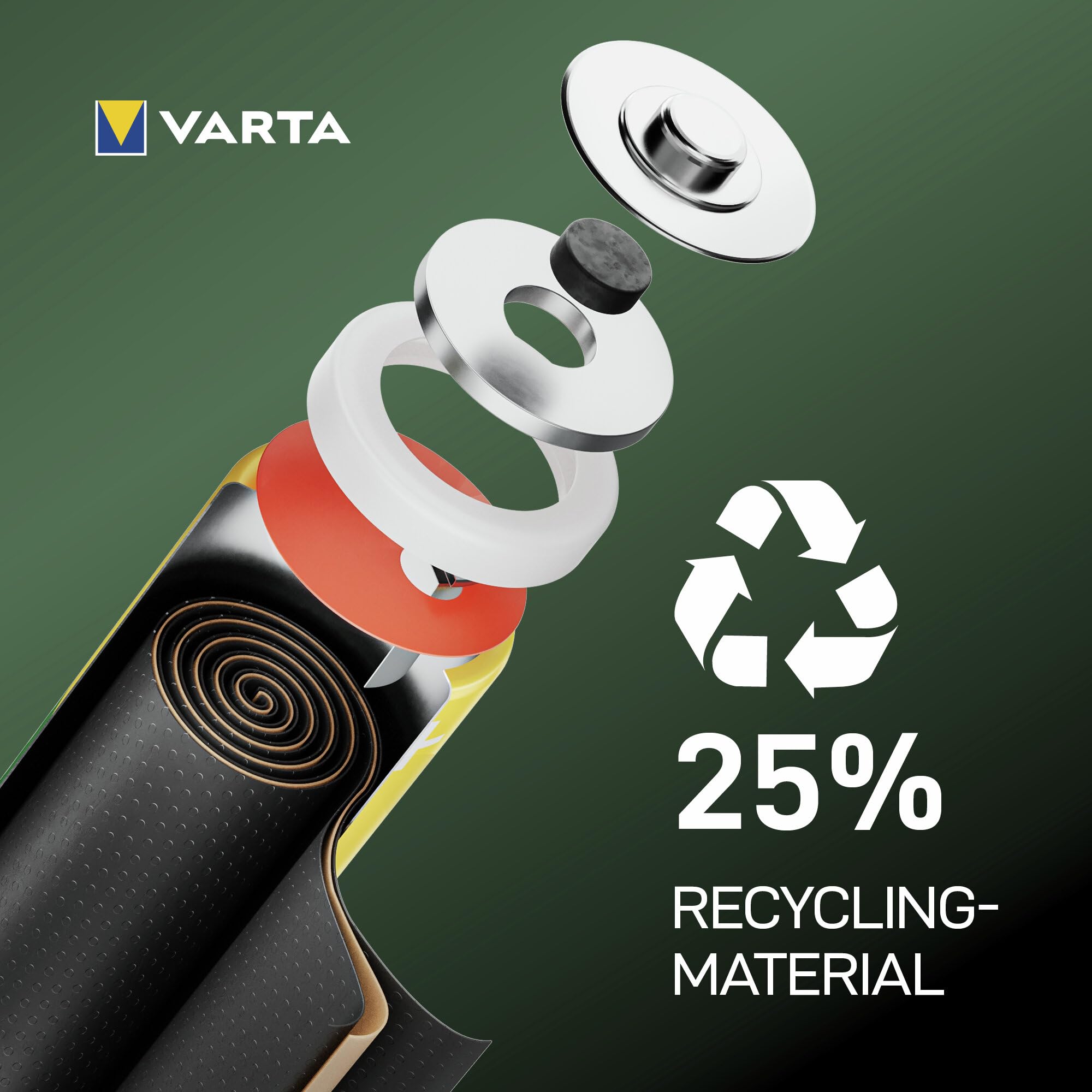 VARTA Batterien AAA, wiederaufladbar, 4 Stück, Recharge Accu Recycled, 800 mAh Ni-MH Akku, aus 25 % recyceltem Material, vorgeladen, sofort einsatzbereit 7