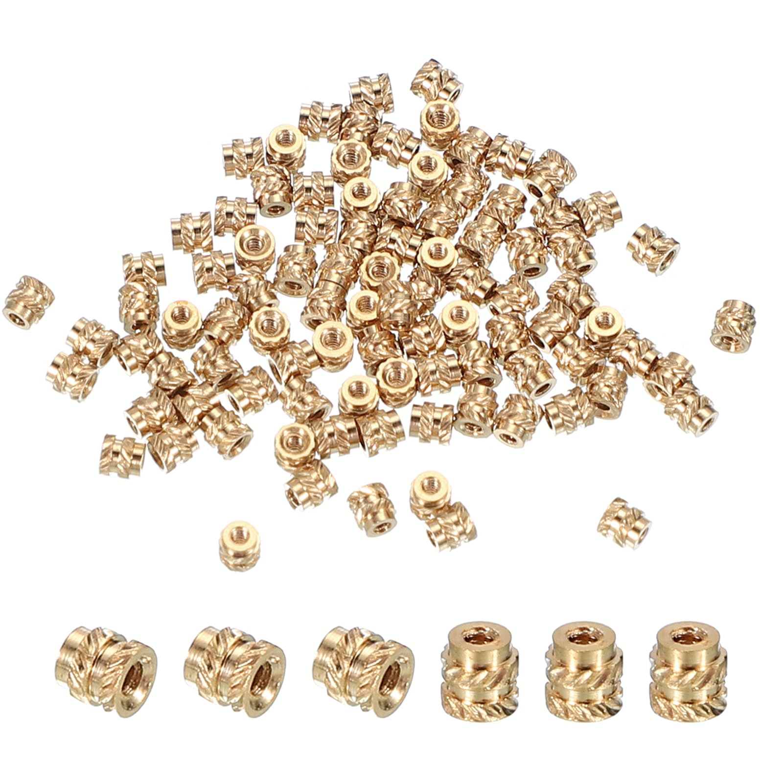 PATIKIL M1x2x2 mm Brass Threaded Insert, 100 Pcs Metric Knurled Nuts Heat Set Insert for Plastic 3D Printing Components